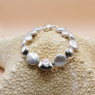Süßwasserperlen Armband Baroque Perlen weiß Länge 19,5 cm