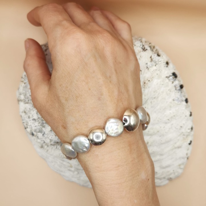 Süßwasserperlen Armband Baroque Perlen weiß Länge 19,5 cm