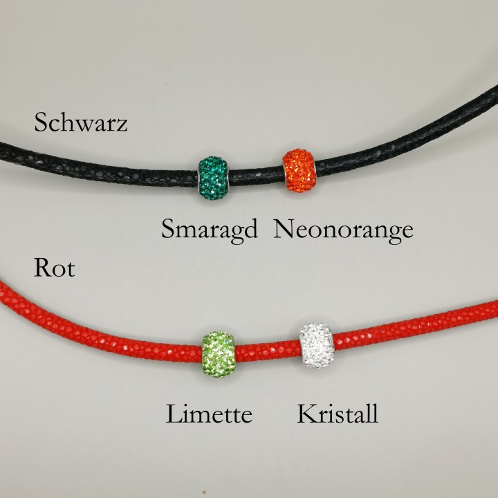 Rochenleder Armband Strassrondelle verschiedene Farben und Längen