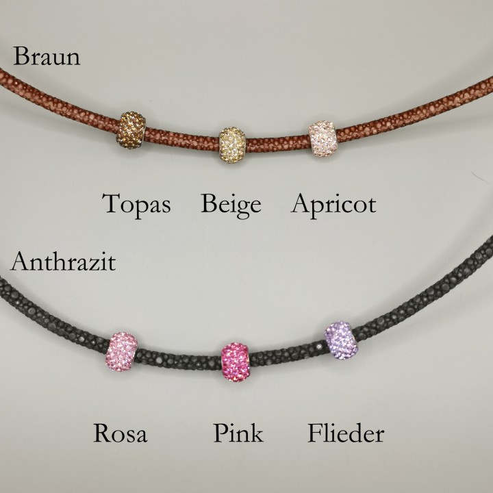 Rochenleder Armband Strassrondelle verschiedene Farben und Längen